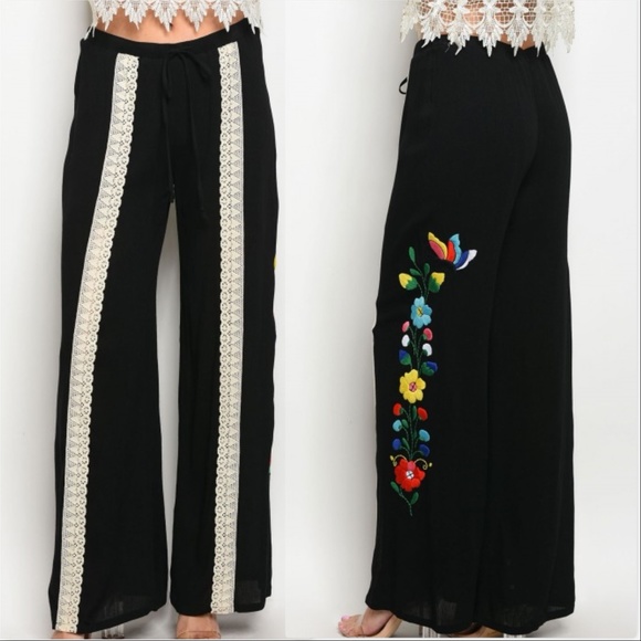 Vava by Joy Han Pants - Pants WIDE LEG PANTS  pant boho embroidere